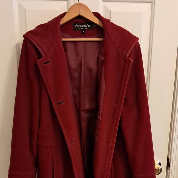 Burgandy Wool Blend Women’s Coat, Size 12 - Picture 2 of 6